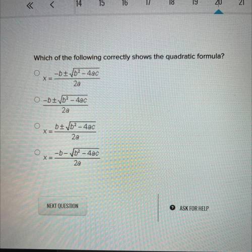 Which of the following correctly shows the quadratic form