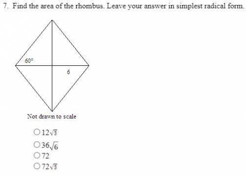 Find the area of the Rhombus. Leave your answer in the simplest radical form.
