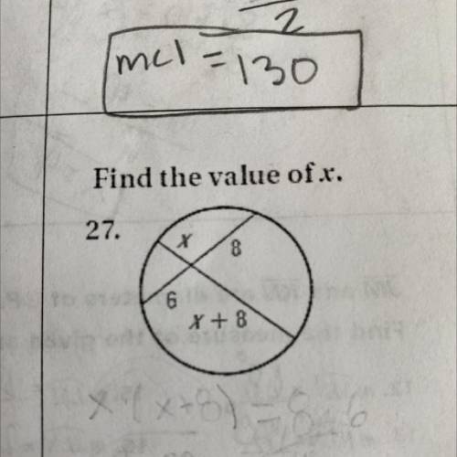 Find the value of.x.
X(X+8)
8*6