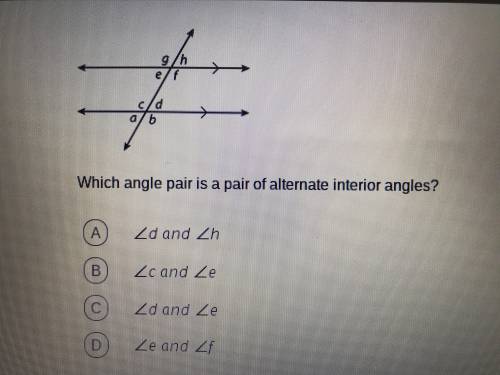 Which angle pair is a pair of alternate interior angles.