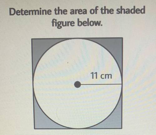 Determine the area of the shaded figure below.