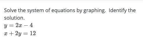 Solve the system of equations by graphing. Identify the solution.