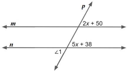 Lines m and n are parallel.

What is the measure of ∠1?
A: 65
B: Not here
C: 4
D: 58