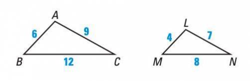 Determine if there is enough information to conclude that the following triangles are similar with