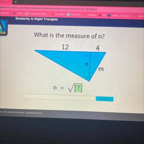 What is the measure of n?
12
4
m
n
[?]