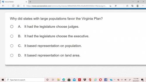 Why did states with large populations favor the Virginia Plan?