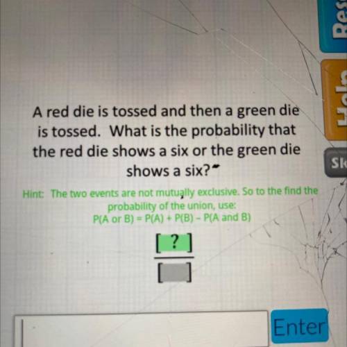 A red due is tossed and then a green die is tossed. what is the probability that the red die shows