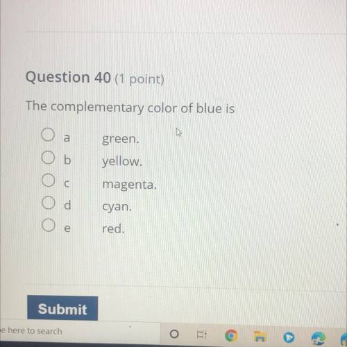 The complementary color of blue is?