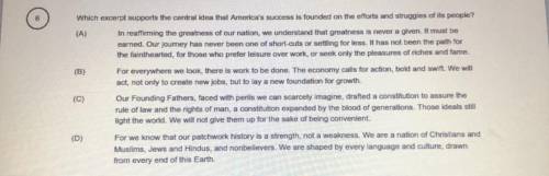 Which excerpt supports the central idea that America's success is founded on the efforts and strugg