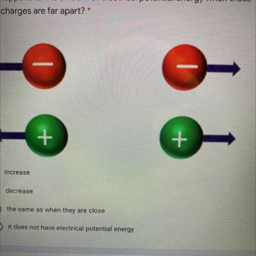 What happens to the amount of electrical potential energy when these same changes are far apart?