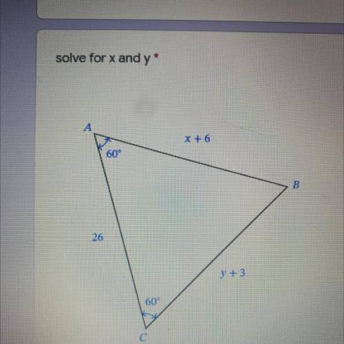 Solve for x 
and y please and thank you