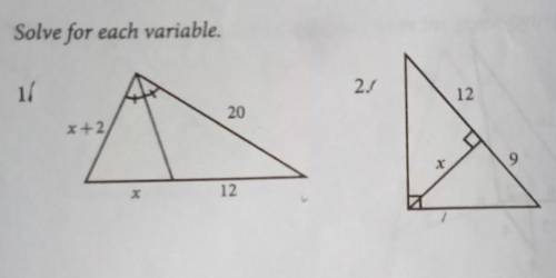 Solve for each variable.​