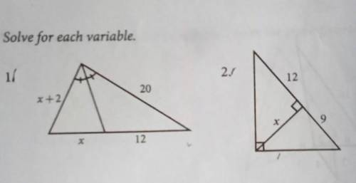 Solve for each variable.​