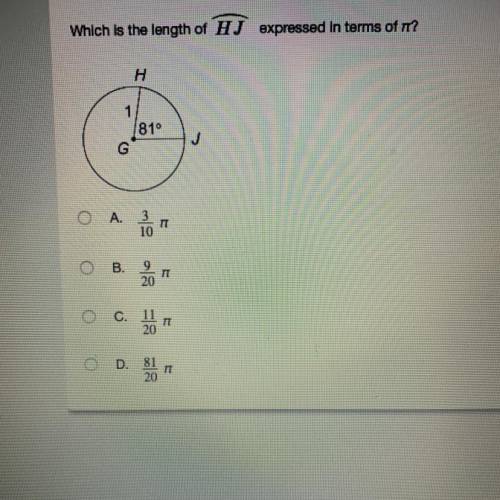 Which is the length of HJ expressed in terms of pi?
