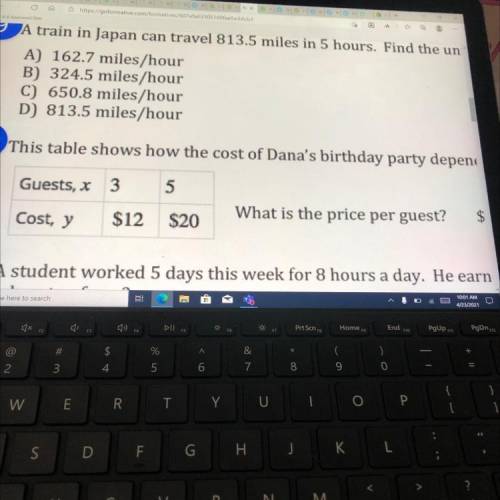 This table shows how the cost of Dana’s birthday party depends on the number of guests. What is the
