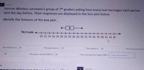 verizon wireless surveyed a group of 7th graders asking how many text messages each person sent the