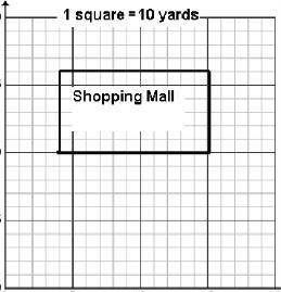 Which ratio expresses the scale used to create this drawing?

The shopping mall has dimensions of
