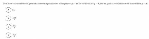 What is the volume of the solid generated when the region bounded by the graph of y = 4x, the horiz