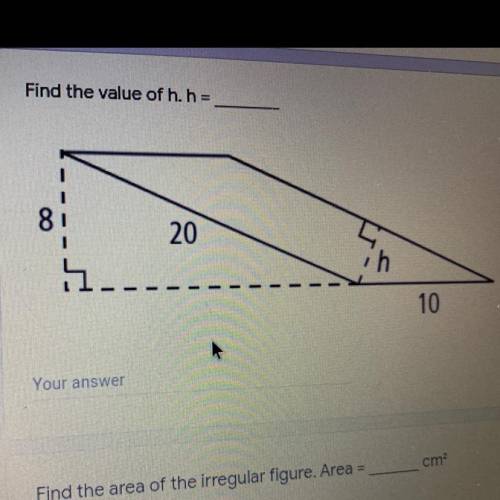 Find the value of h. h =
