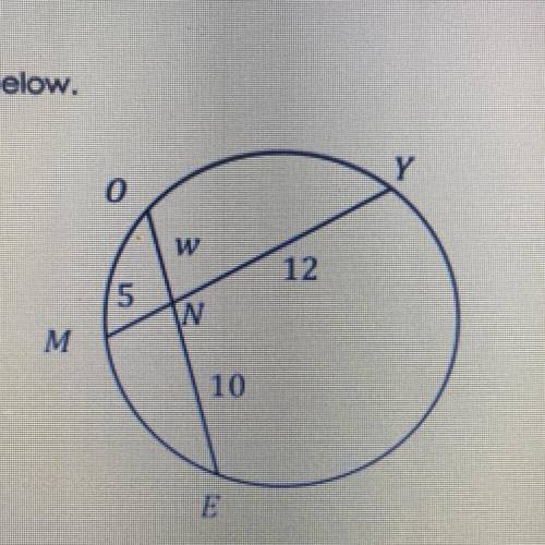 Determine the value of w in the circle below.