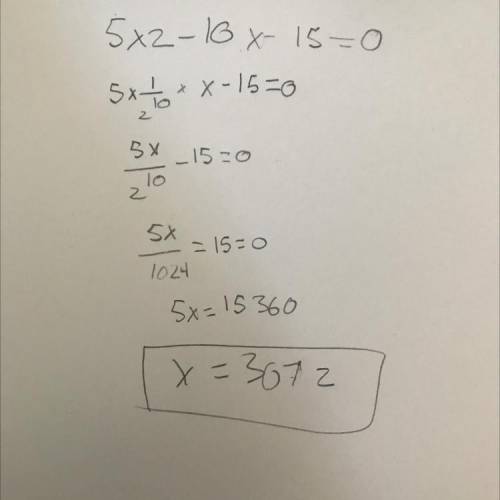 What are the solutions of the quadratic equation 5x2 – 10x – 15 = 0?