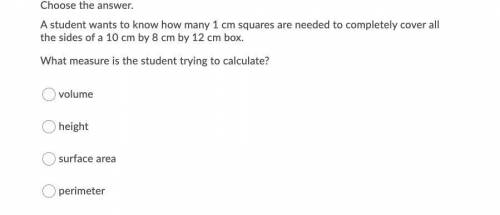 PLEASE HELP!! 30 Points :)

A student wants to know how many 1cm squares are needed to completely