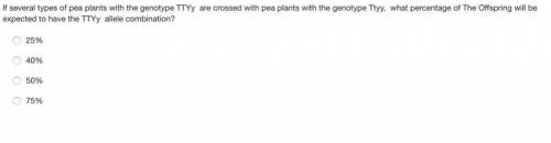 If several types of pea plants with the genotype TTYy are crossed with pea plants with the genotype