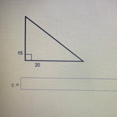 Use the pythagorean Theorem to find the missing length of the hypotenuse
C=