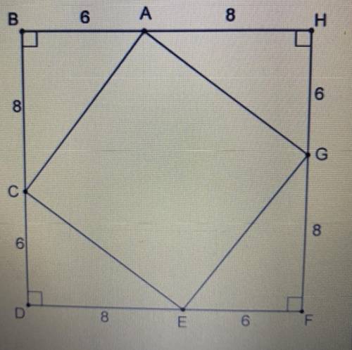 Find the area and side length of square ACEG.