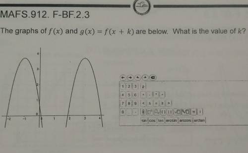 The graphs of f(x) and g(x)= f(x+k) are below. What is the value of k?

can you show work I don't