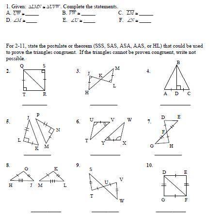 Help! Triangle congruence problems...