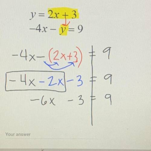Find the value of x by finishing solving the equation shown below