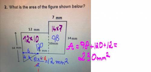 2. What is the area of the figure shown below?

7 mm
12 mm
14 mm
110mm
14 mm
1
6 mm