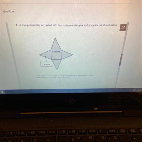 A 4 pointed star is created with for isosceles triangle and a square as shown below if the height o