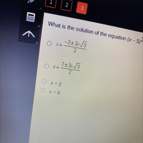 What is the solution of the equation (x - 5)2 + 3(x – 5) + 9 = 0? Use u substitution and the quadra