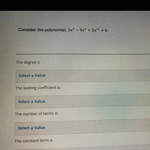 Consider the polynomial, 5z - 9x' + 2z11 +6.