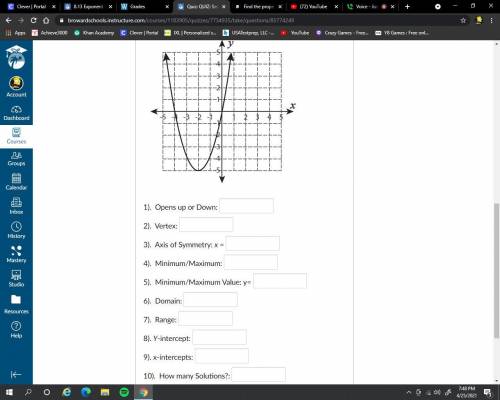 Find the properties of each Quadratic Function