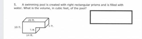 A swimming pool is created with right rectangular prisms and is filled with water. What is the volu