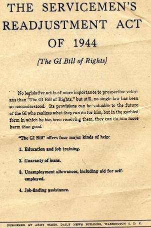 Read the pamphlet explaining the GI Bill.

What was an effect of the GI Bill?
A. More families ren