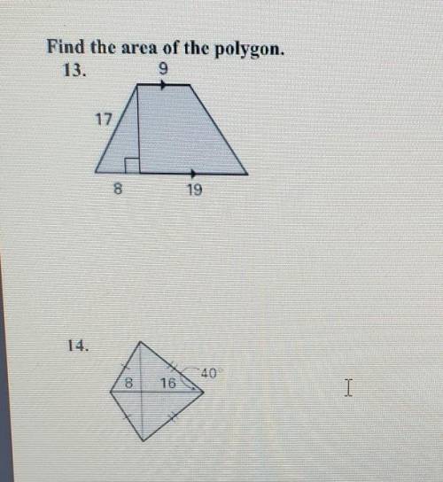 Find the area of the polygon. 13.14.​
