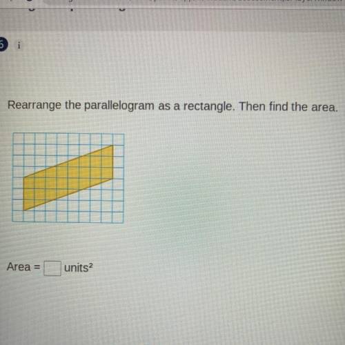 Rearrange the parallelogram as a rectangle. Then find the area