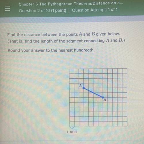 Find the distance between the points A and B given below.

 
(That is, find the length of the segme