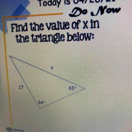 Find the value of xin
the triangle below