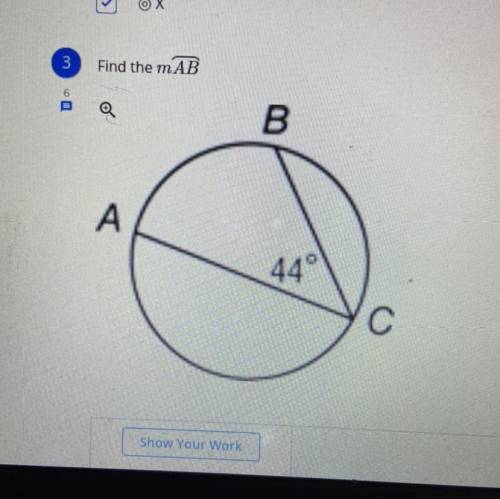 Find the mAB ( circle) 
B
A
44°