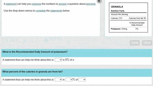 A statement can help you organize the numbers to answer a question about percents.
 

Use the drop-