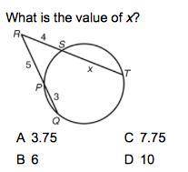 What is the value of X? 
A.) 3.75
B.) 6
C.) 7.75
D.) 10