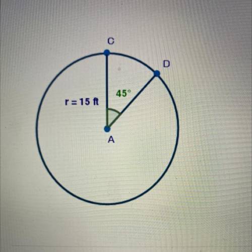 What is the area of the sector bound by the center of the circle

and CD in the circle below? (1 p