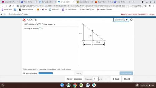 ABC is similar to DEC. Find the length of x.