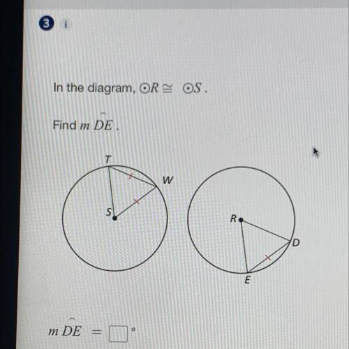 In the diagram , O R = OS
Find m DE