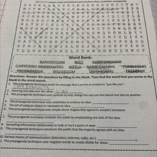 I need help with this, i already did the crossword i just need the thing below please.